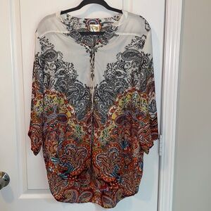 Anthropologie Fig & Flower Floral Paisley Print Boho Blouse